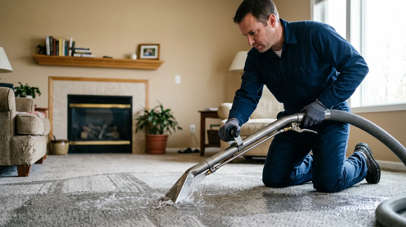 Water damage restoration technician working near Scottdale, GA